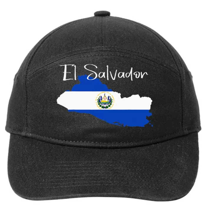 El Salvador Flag  El Salvador Map Salvador 7-Panel Snapback Hat