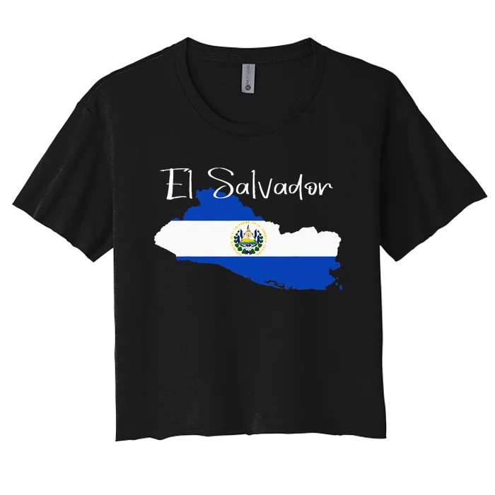 El Salvador Flag  El Salvador Map Salvador Women's Crop Top Tee