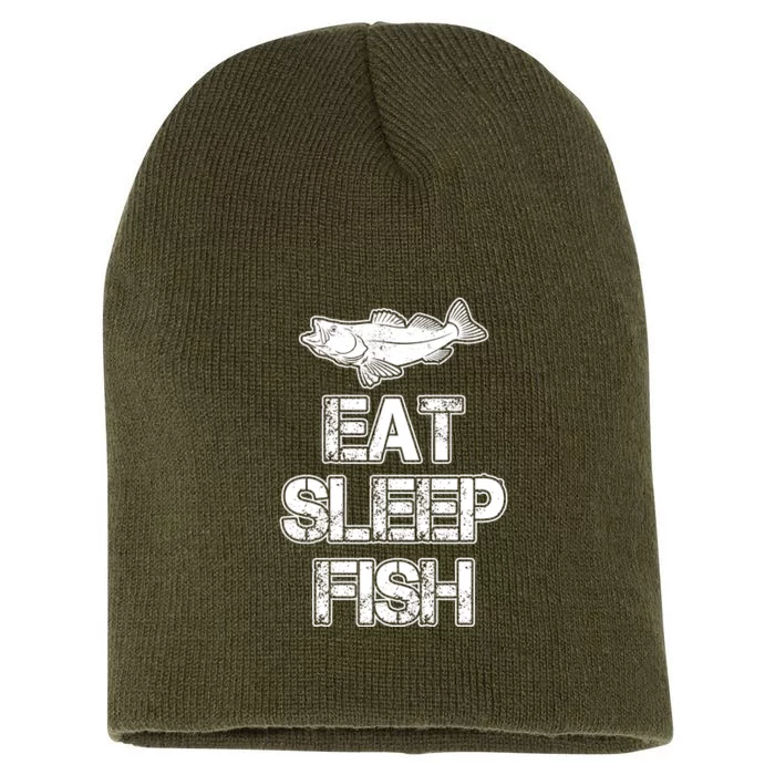 Eat Sleep Fish Fishing Fan Short Acrylic Beanie