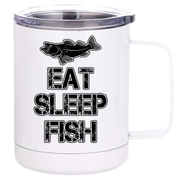 Eat Sleep Fish Fishing Fan Front & Back 12oz Stainless Steel Tumbler Cup