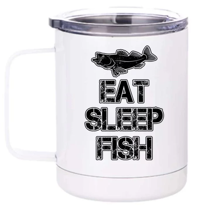 Eat Sleep Fish Fishing Fan Front & Back 12oz Stainless Steel Tumbler Cup