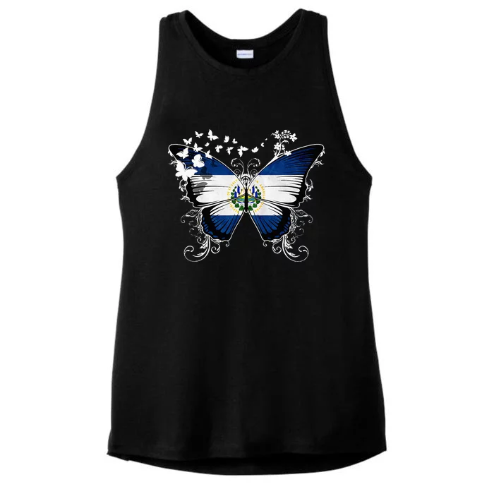 El Salvador Flag Salvadoran Ladies Tri-Blend Wicking Tank