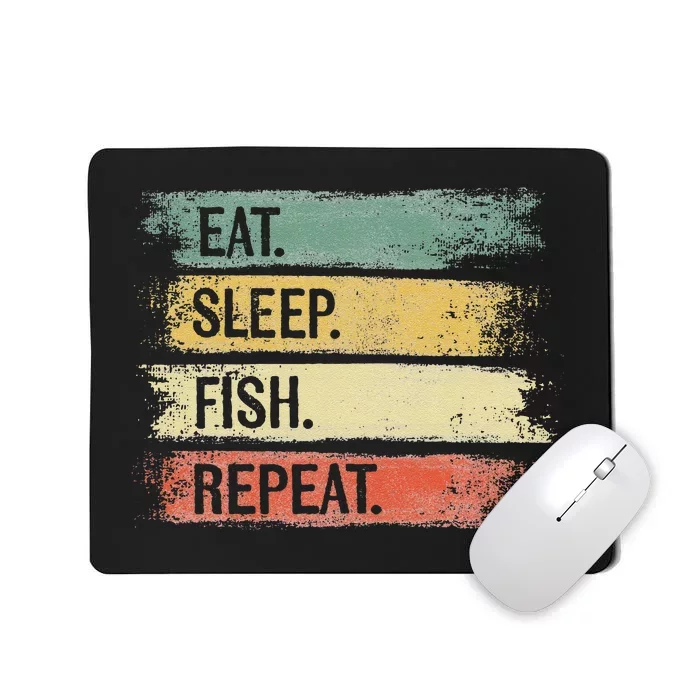 Eat Sleep Fish Repeat Funny Fishing Gifts Fisherman Vintage Mousepad