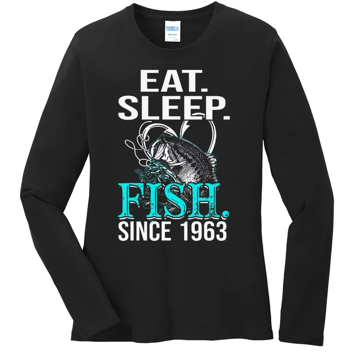 Eat Sleep Fish Since 1963 55th Birthday Gift Fisher Ladies Long Sleeve Shirt