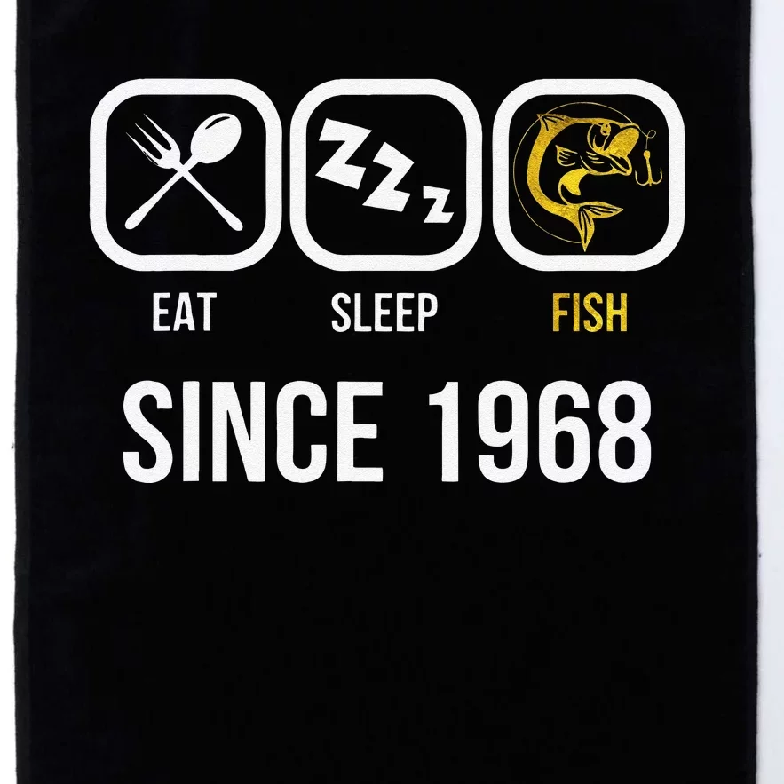 Eat Sleep Fish Since 1968 50th Birthday Fishing Platinum Collection Golf Towel