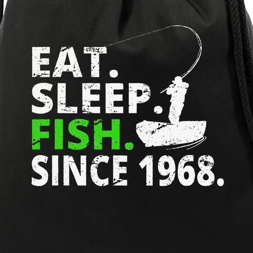 Eat Sleep Fish Since 1968 51st Birthday Fishing Gift Drawstring Bag