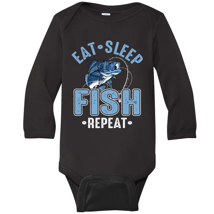 Eat Sleep Fish Repeat Baby Long Sleeve Bodysuit