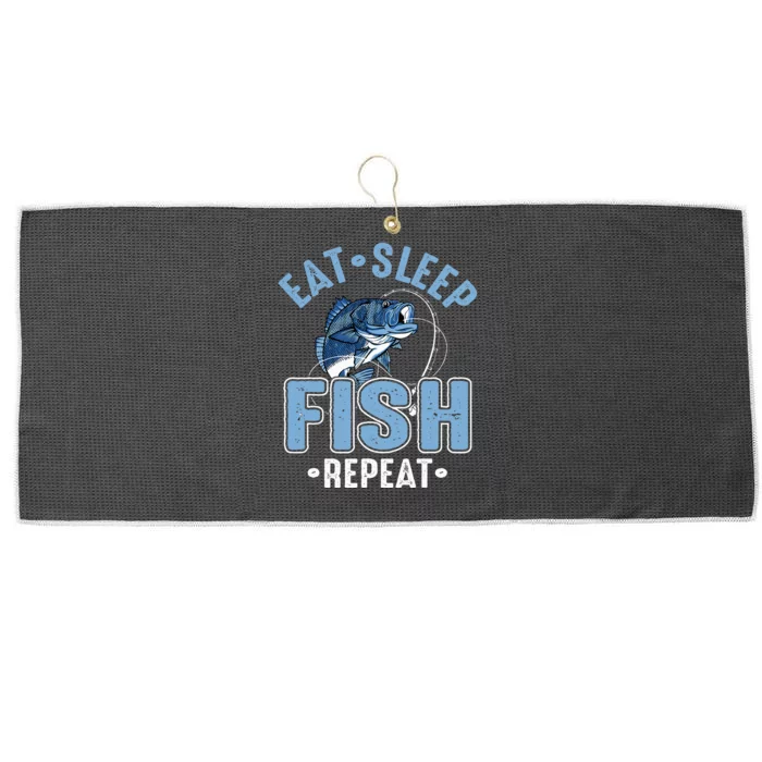 Eat Sleep Fish Repeat Large Microfiber Waffle Golf Towel