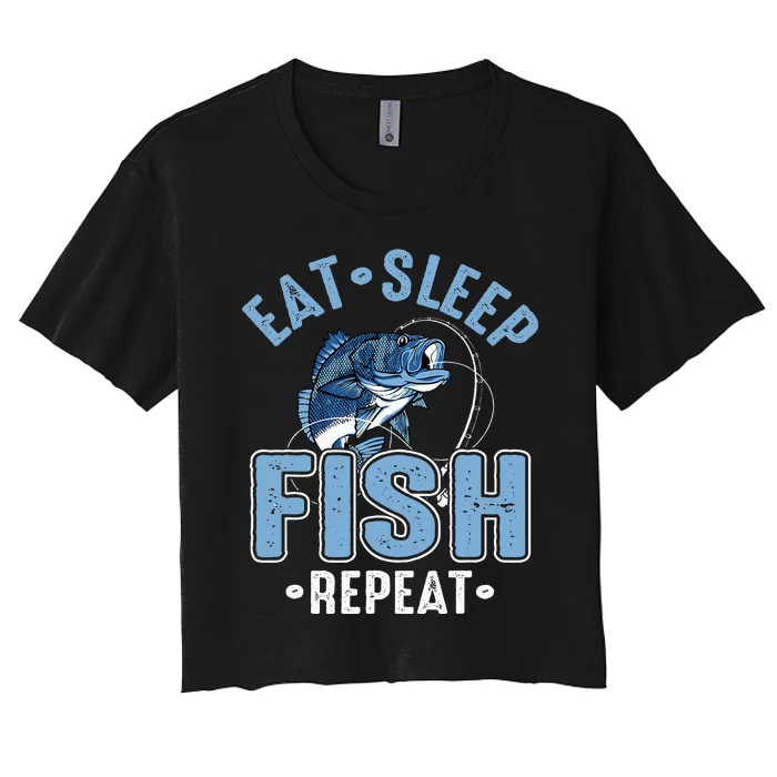 Eat Sleep Fish Repeat Women's Crop Top Tee