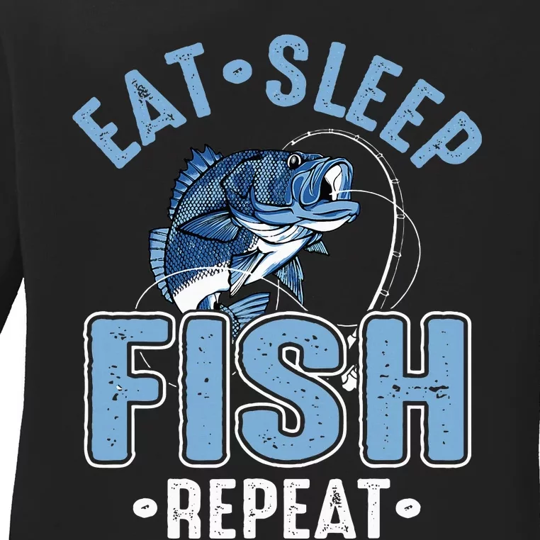 Eat Sleep Fish Repeat Ladies Long Sleeve Shirt