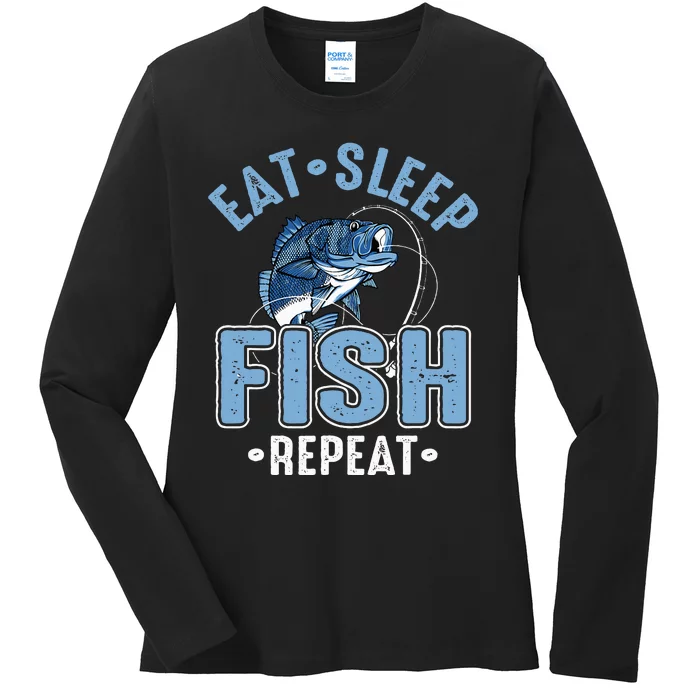 Eat Sleep Fish Repeat Ladies Long Sleeve Shirt