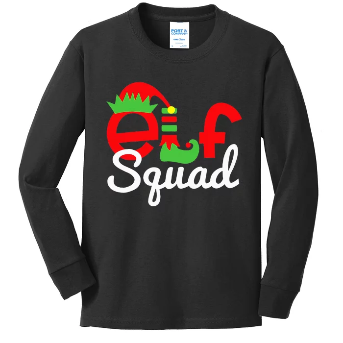 Elf Squad Funny Family Christmas Matching Pajamas Xmas Kids Long Sleeve Shirt