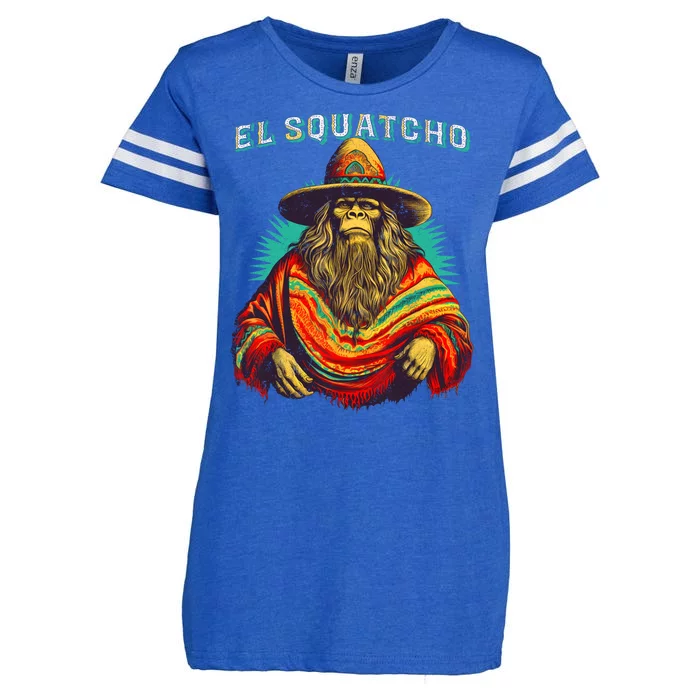 El Squatcho Funny Sasquatch Bigfoot Enza Ladies Jersey Football T-Shirt