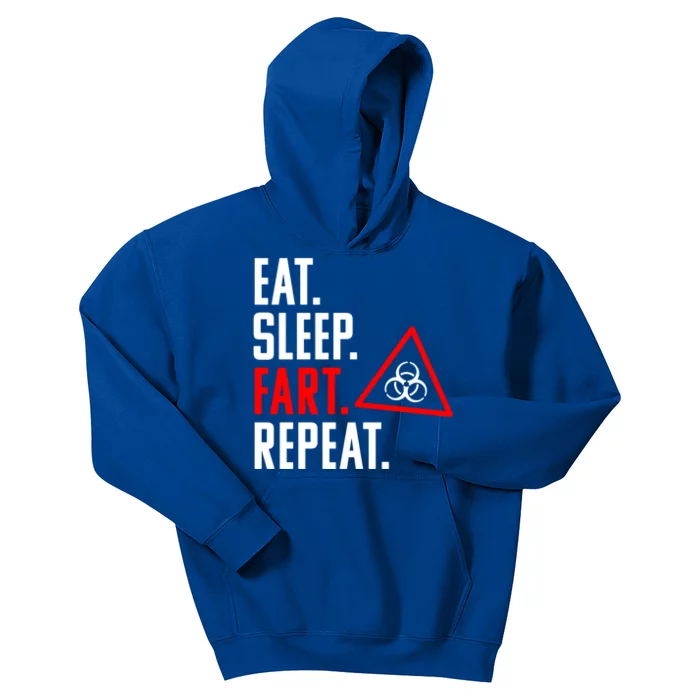 Eat Sleep Fart Repeat Funny Biohazard Gift Design Gift Kids Hoodie