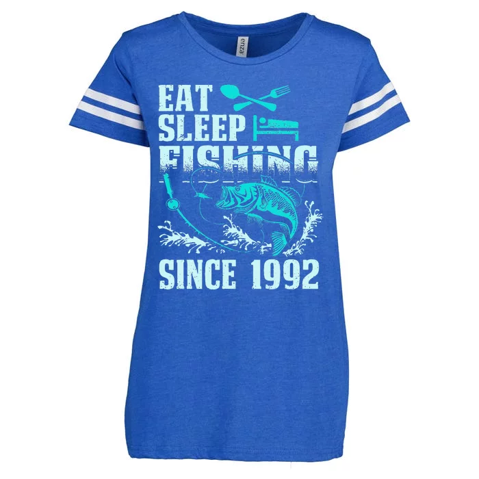 Eat Sleep Fishing Since 1992 25 Years Old Gift Enza Ladies Jersey Football T-Shirt