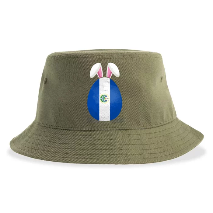 El Salvador Flag Egg Bunny Ears Salvadoran Easter Sunday Gift Sustainable Bucket Hat