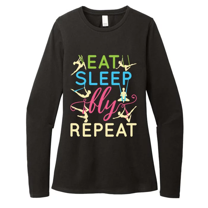 Eat Sleep Fly Repeat Cool Aerial Yoga Silks Gift Womens CVC Long Sleeve Shirt