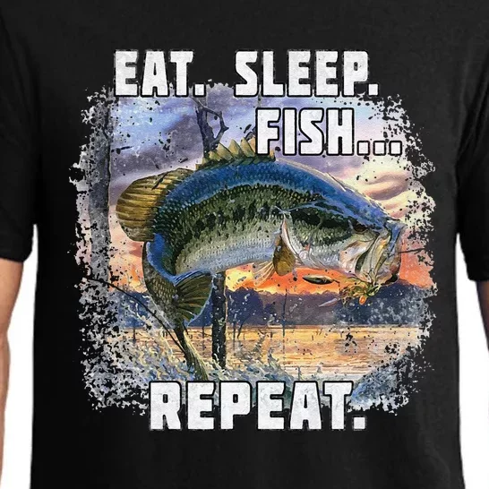 Eat Sleep Fish Repeat Bass Fishing Funny Gifts Pajama Set