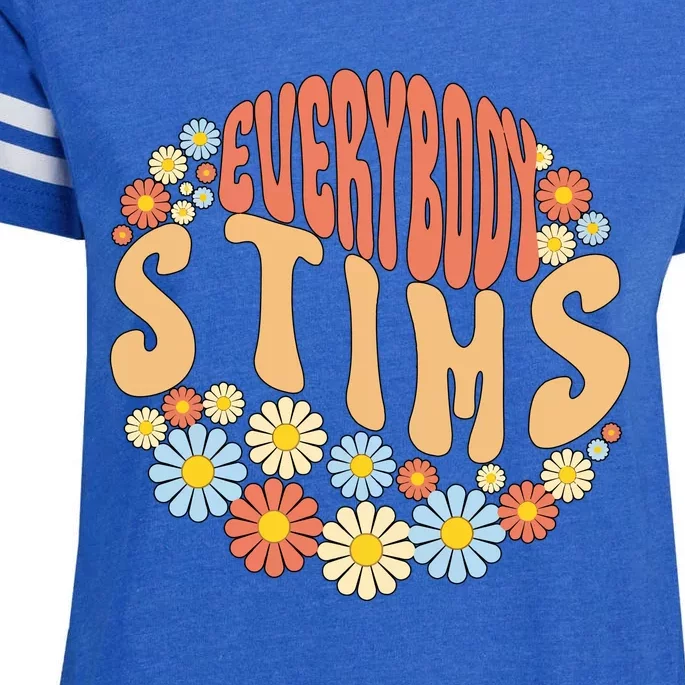 Everybody Stims Floral Retro Flower Enza Ladies Jersey Football T-Shirt