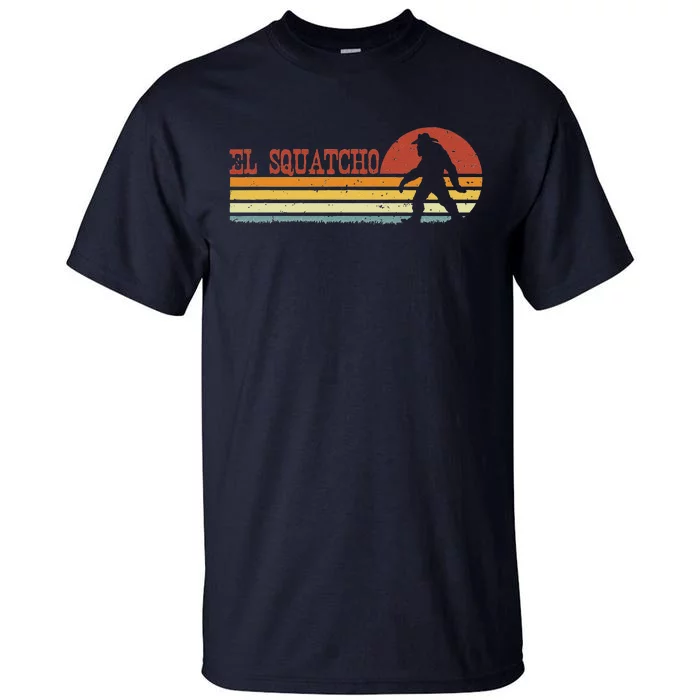 El Squatcho Funny Retro Stripes Bigfoot Cinco De Mayo Tall T-Shirt