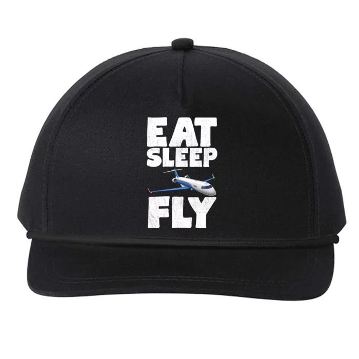 Eat Sleep Fly Aviator Flying Aircraft Gift Snapback Five-Panel Rope Hat