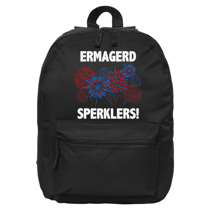 Ermagerd Sperklers Funny 4th Of July Fireworks 16 in Basic Backpack