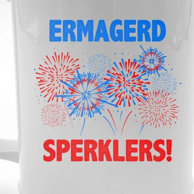 Ermagerd Sperklers Funny 4th Of July Fireworks Front & Back Beer Stein