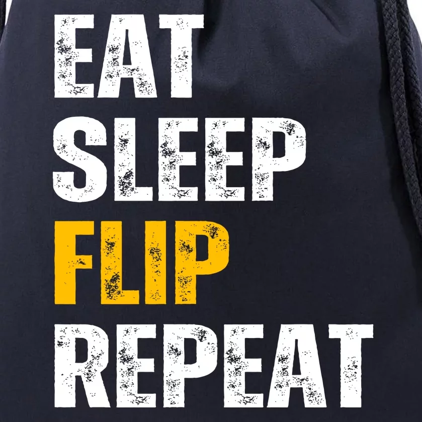 Eat Sleep Flip Repeat Funny Gymnastics Parkour Flipping Drawstring Bag