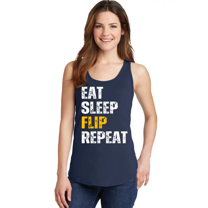 Eat Sleep Flip Repeat Funny Gymnastics Parkour Flipping Ladies Essential Tank