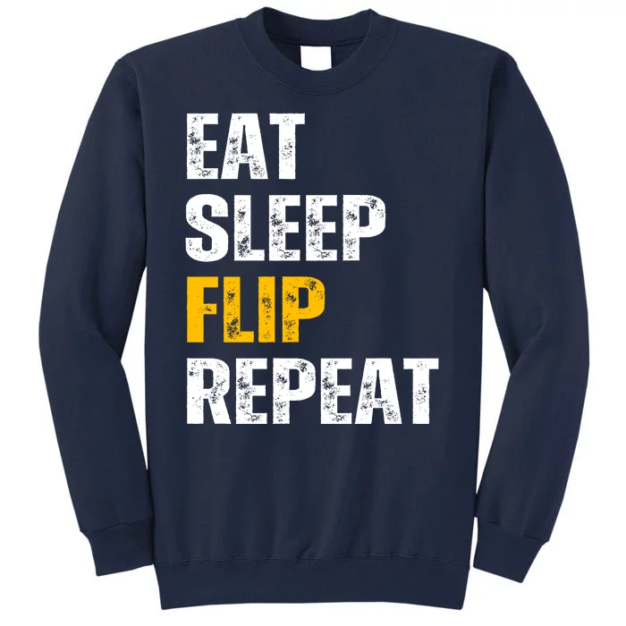 Eat Sleep Flip Repeat Funny Gymnastics Parkour Flipping Tall Sweatshirt