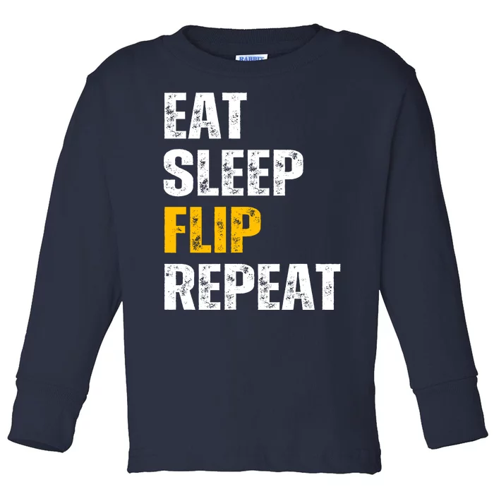 Eat Sleep Flip Repeat Funny Gymnastics Parkour Flipping Toddler Long Sleeve Shirt