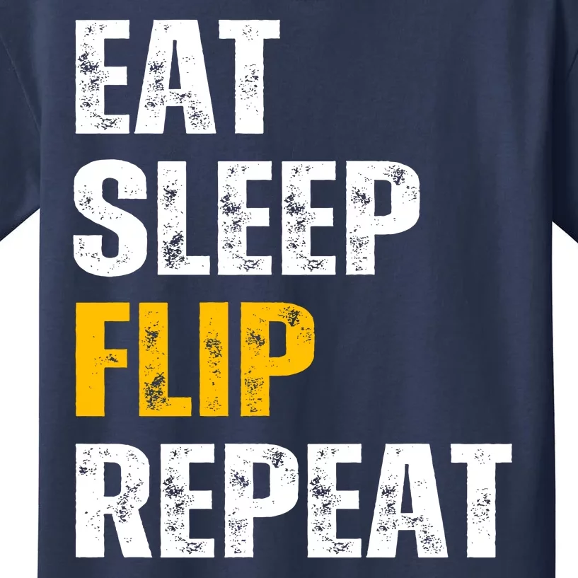 Eat Sleep Flip Repeat Funny Gymnastics Parkour Flipping Kids T-Shirt