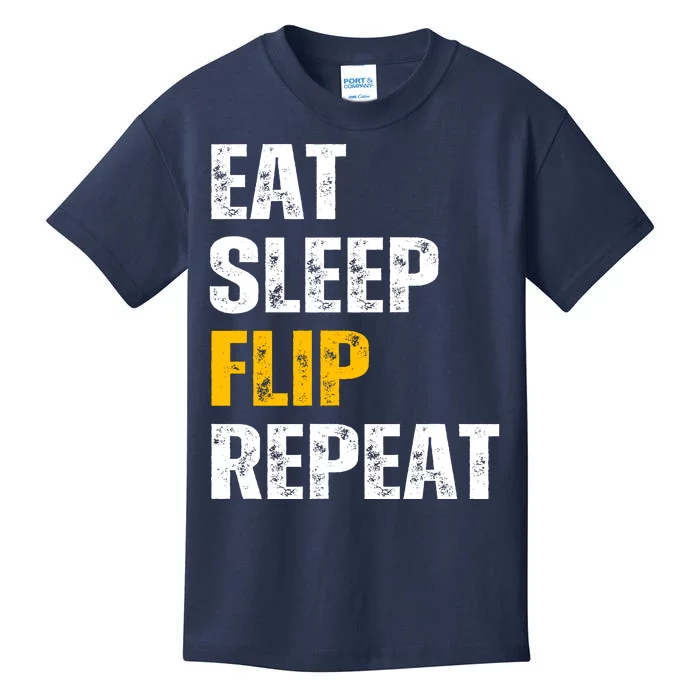 Eat Sleep Flip Repeat Funny Gymnastics Parkour Flipping Kids T-Shirt