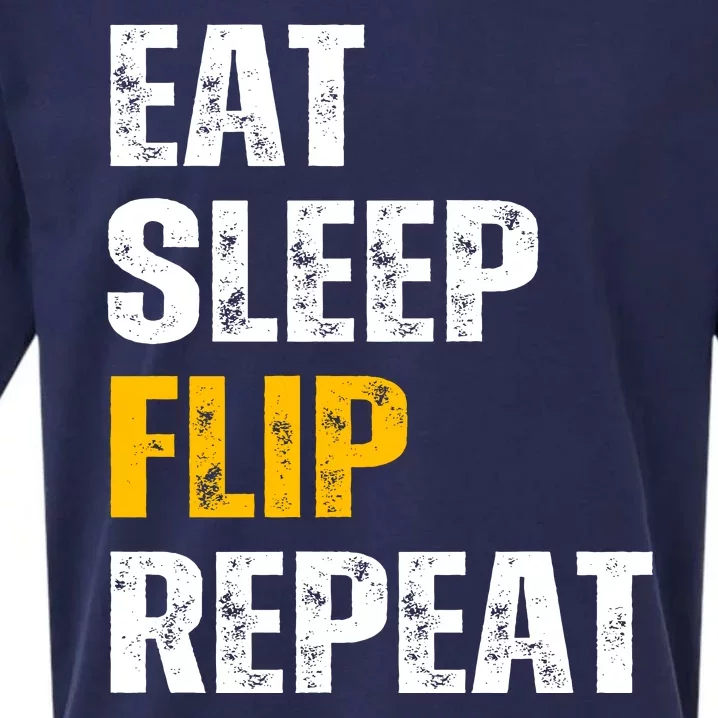 Eat Sleep Flip Repeat Funny Gymnastics Parkour Flipping Sueded Cloud Jersey T-Shirt