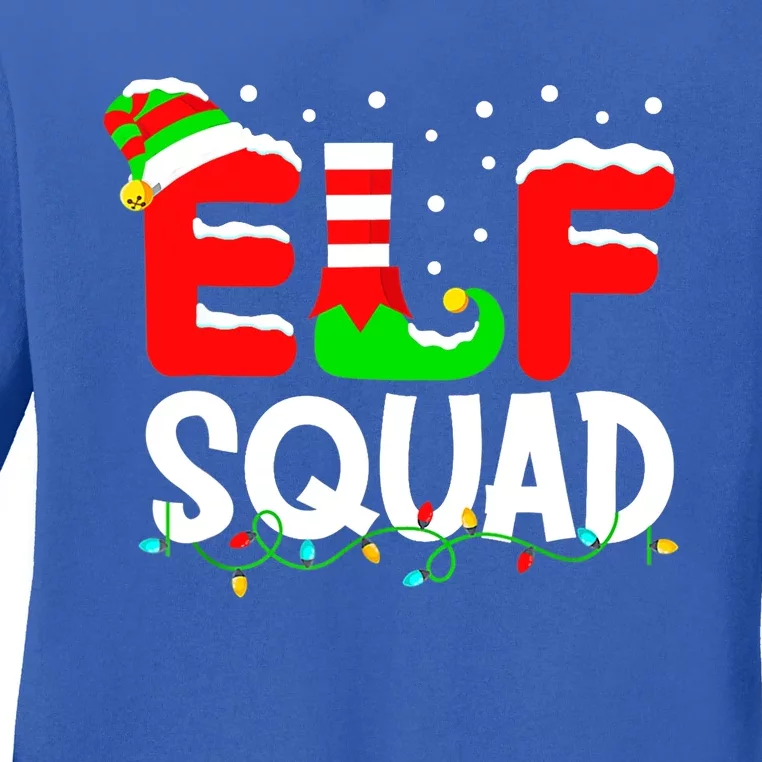 Elf Squad Funny Group Family Matching Christmas Pajamas Xmas Gift Ladies Long Sleeve Shirt