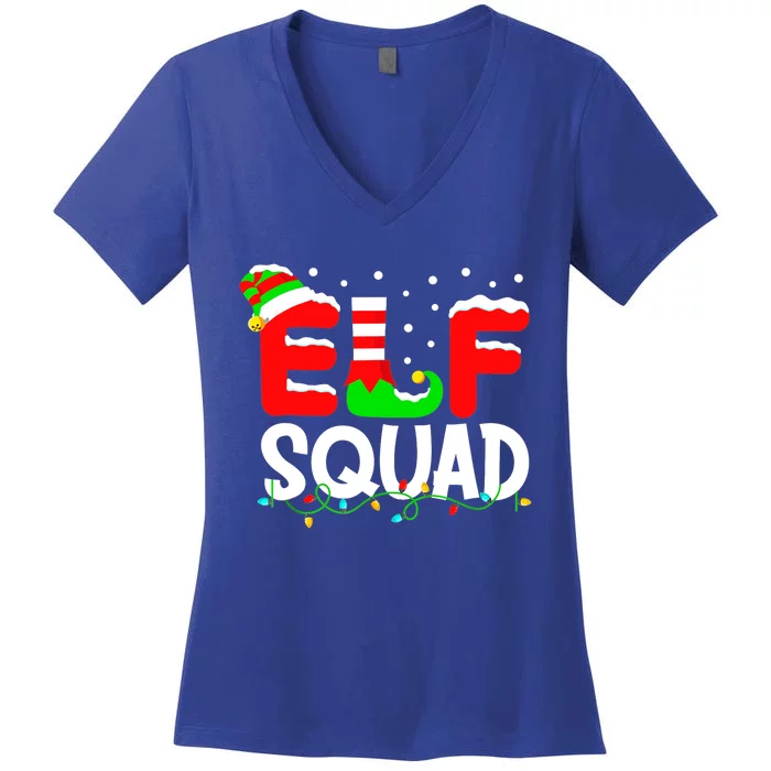 Elf Squad Funny Group Family Matching Christmas Pajamas Xmas Gift Women's V-Neck T-Shirt