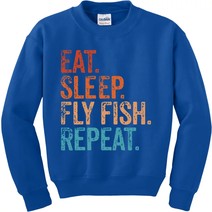 Eat Sleep Fly Fish Repeat Vintage Fly Fishing Fisher Gift Kids Sweatshirt