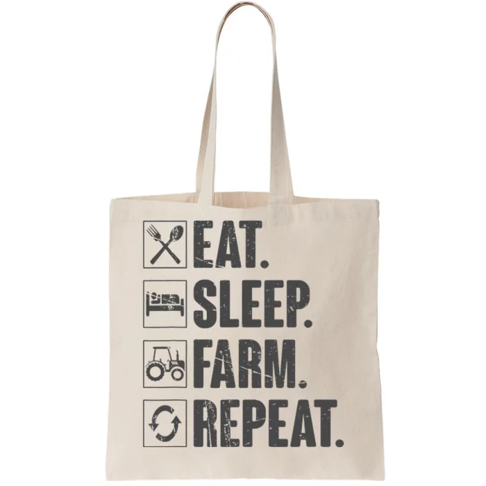 Eat Sleep Farm Repeat Funny Farmer Farming Tote Bag