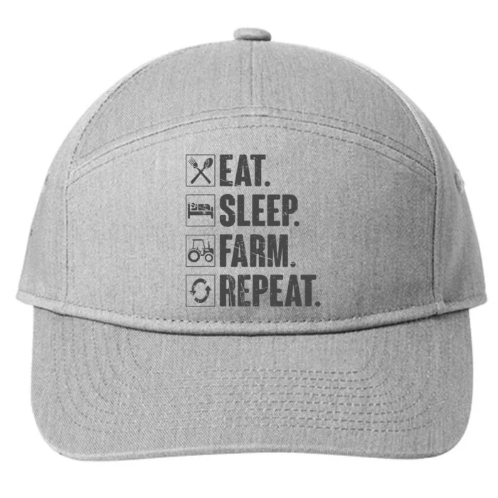 Eat Sleep Farm Repeat Funny Farmer Farming 7-Panel Snapback Hat