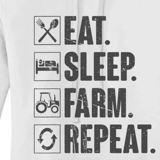 Eat Sleep Farm Repeat Funny Farmer Farming Women's Pullover Hoodie