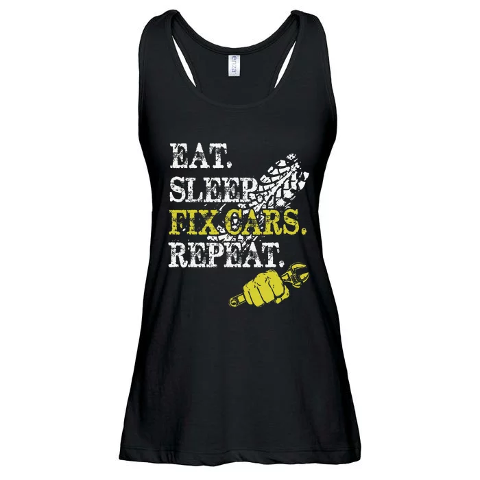 Eat Sleep Fix Cars Repeat Auto Mechanic Cars Lovers Ladies Essential Flowy Tank