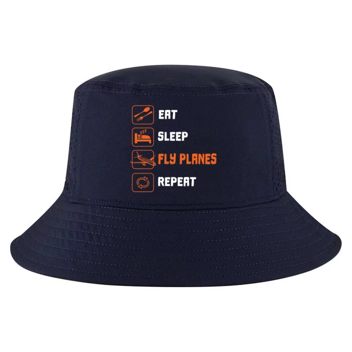 Eat Sleep Fly Planes Repeat Pilot Flying Gift Cool Comfort Performance Bucket Hat