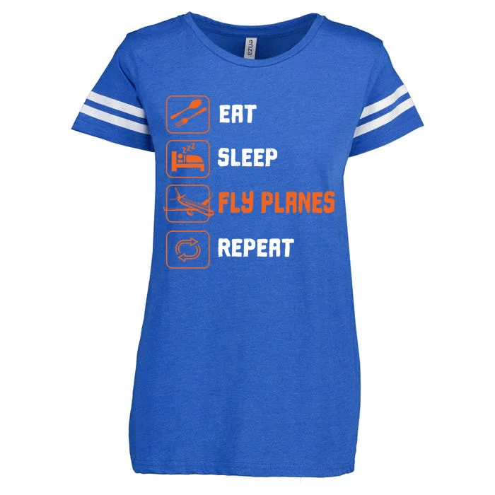 Eat Sleep Fly Planes Repeat Pilot Flying Gift Enza Ladies Jersey Football T-Shirt