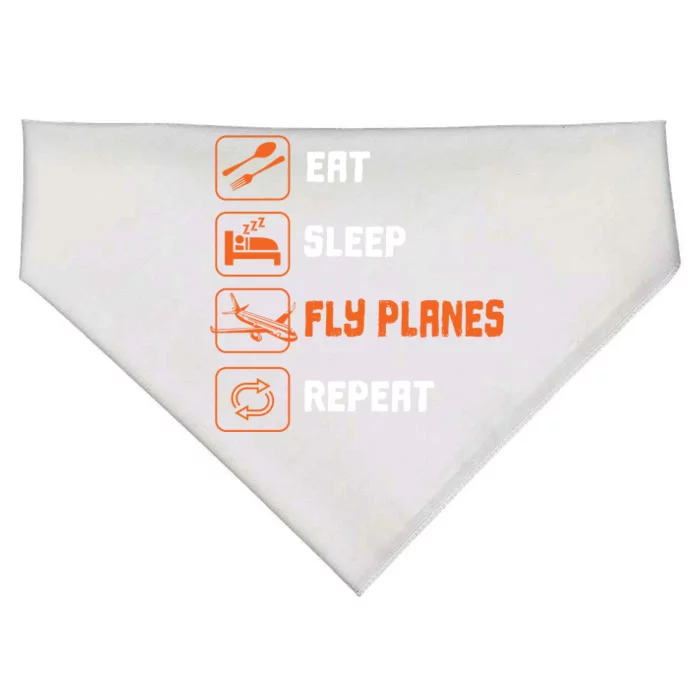 Eat Sleep Fly Planes Repeat Pilot Flying Gift USA-Made Doggie Bandana