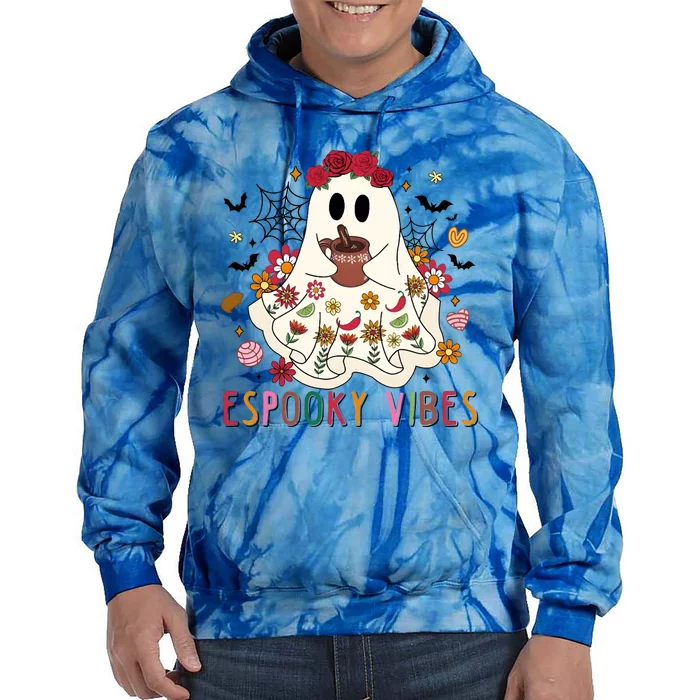 Espooky Season Floral Ghost Halloween Tie Dye Hoodie