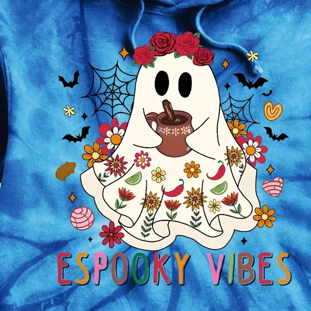 Espooky Season Floral Ghost Halloween Tie Dye Hoodie