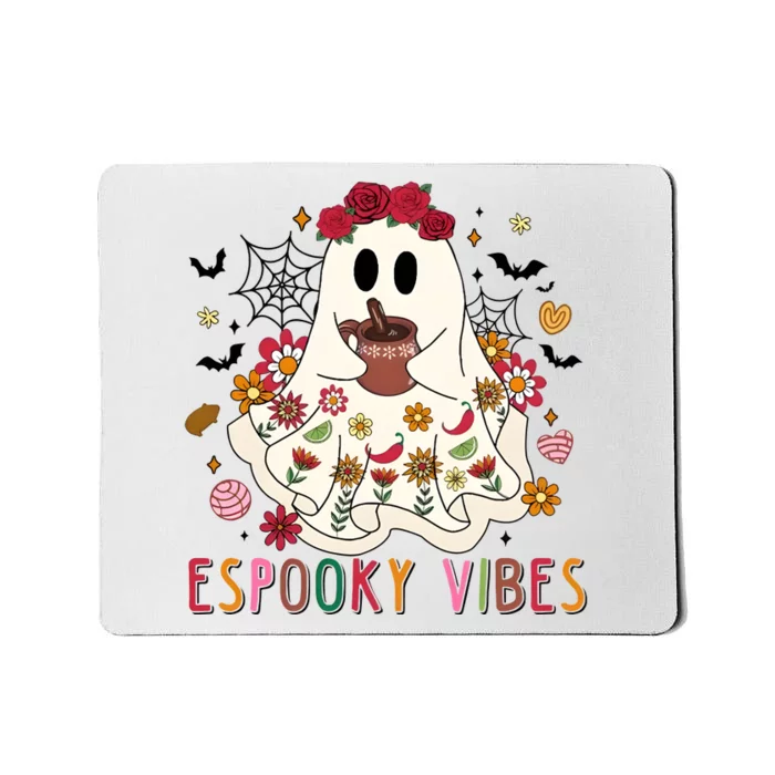 Espooky Season Floral Ghost Halloween Mousepad