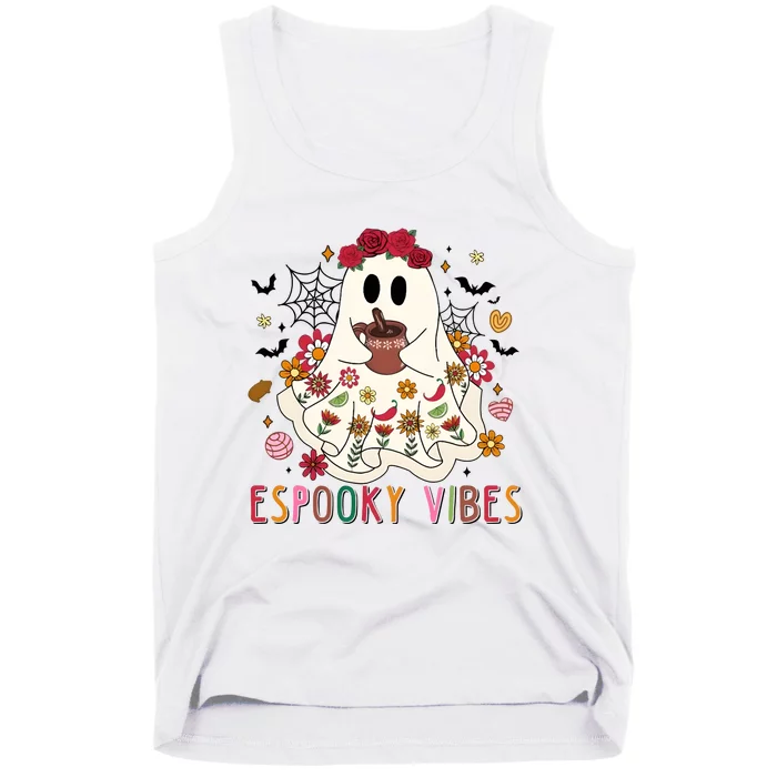 Espooky Season Floral Ghost Halloween Tank Top