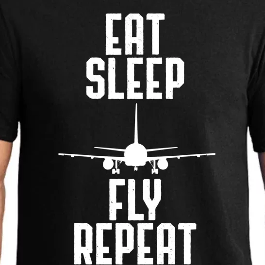 Eat Sleep Fly Repeat Airplane Lover Flying Fan Pilot Gift Pajama Set