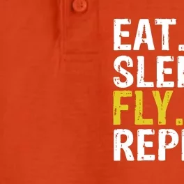 Eat Sleep Fly Repeat Aviation Pilot Gift Dry Zone Grid Performance Polo